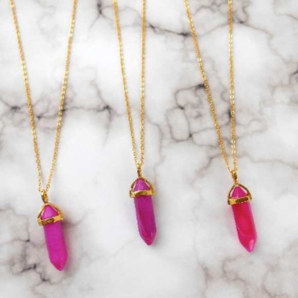 New Gold Rose Quartz Necklace - Picture 8 of 8